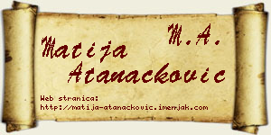 Matija Atanacković vizit kartica